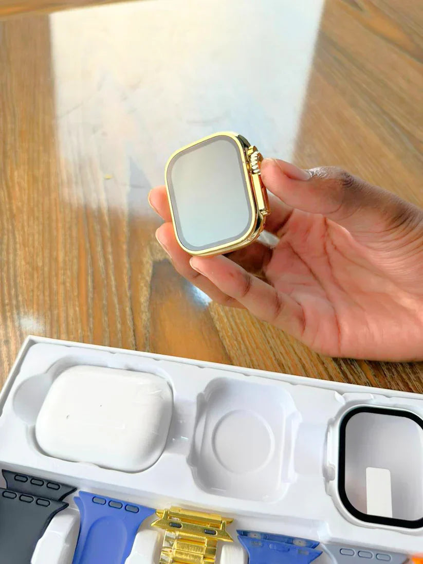 I20 Ultra MAX Smart Watch | Premium Quality | 2.3 '' Big Display Screen | Airpods & 7 Straps In Box | 10 In 1 (Random Color)