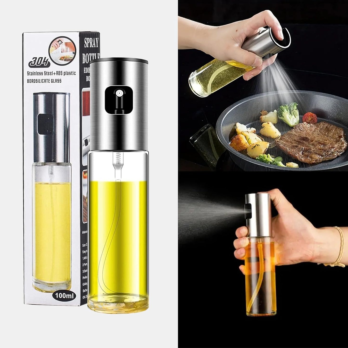 Cooking Oil Sprayer – Glass Oil Spray Bottle For Kitchen, BBQ, Baking, Grilling, Vinegar & Sauce