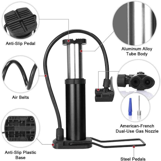 High Pressure Foot Air Pump – Heavy-Duty Mini Foot Pump For Bicycle, Ball, Scooter, Car & Inflatable Toys (Without Gauge) (Random Color)