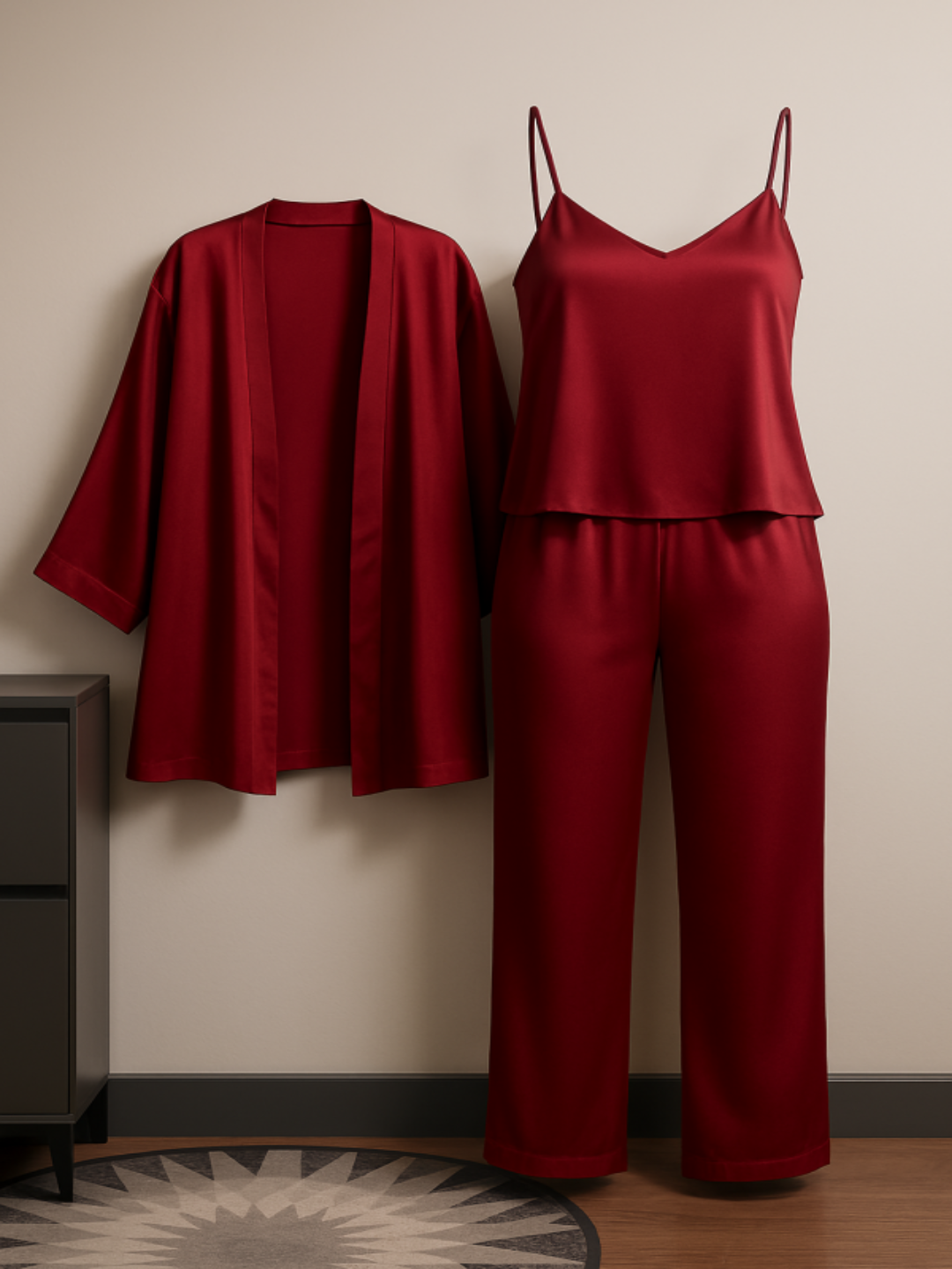 3-piece Premium Satin Sleepwear Set For Women