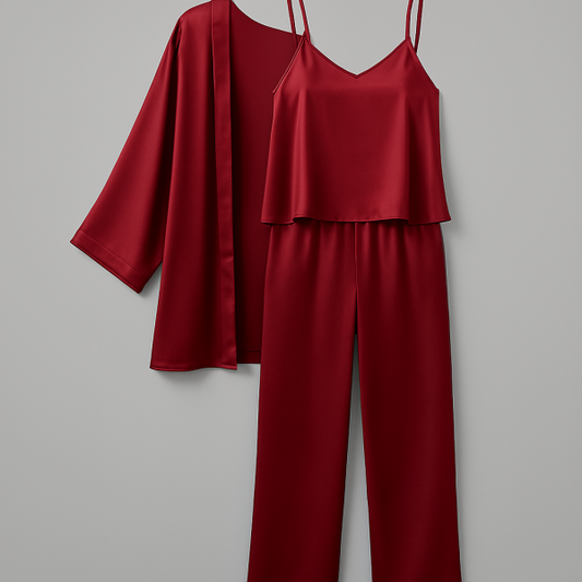 3-piece Premium Satin Sleepwear Set For Women