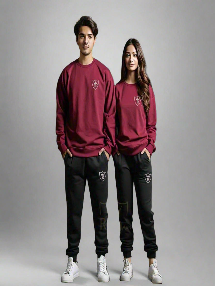 2 Pcs Unisex Fleece Plain Track Suit