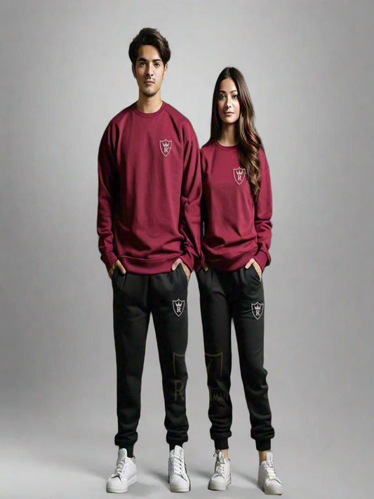2 Pcs Unisex Fleece Plain Track Suit