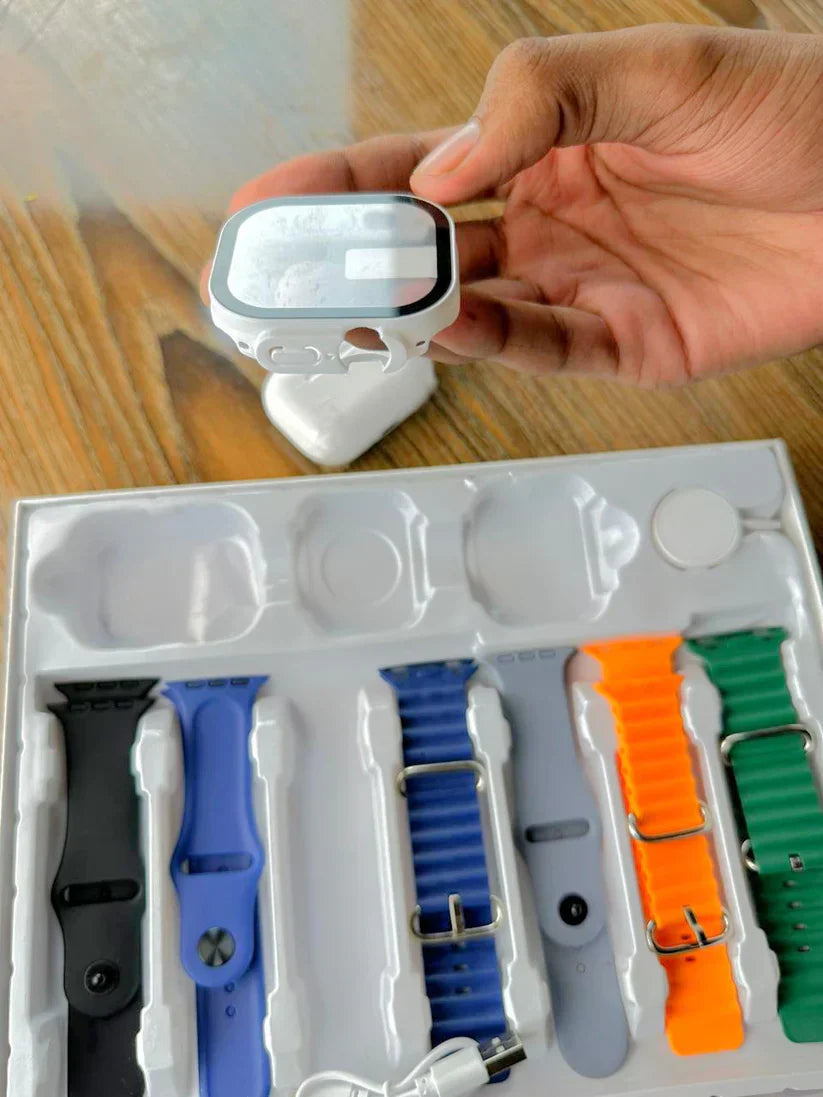 I20 Ultra MAX Smart Watch | Premium Quality | 2.3 '' Big Display Screen | Airpods & 7 Straps In Box | 10 In 1 (Random Color)