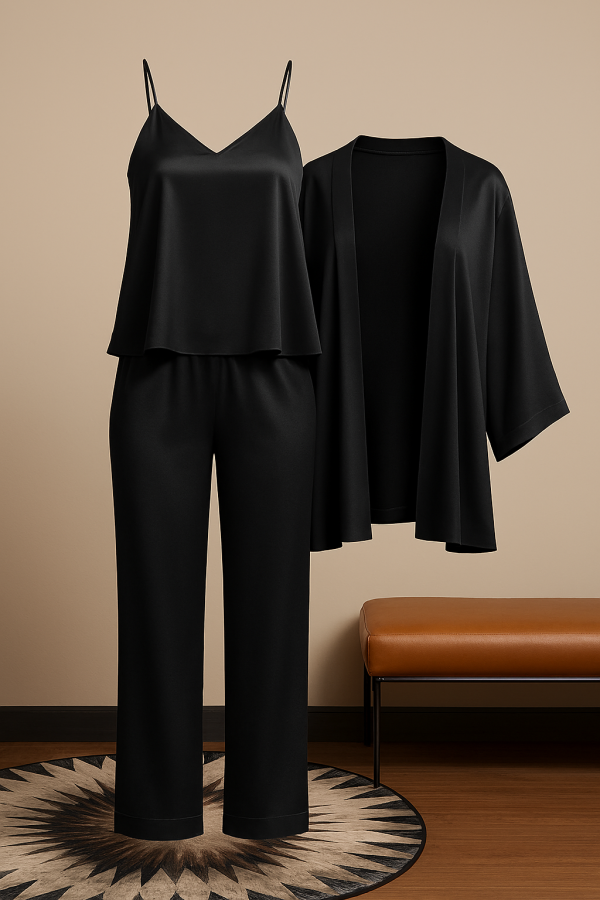 3-piece Premium Satin Sleepwear Set For Women