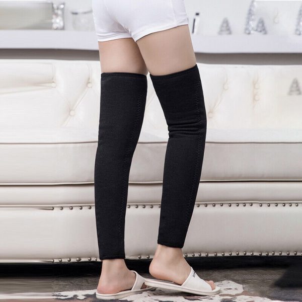 Unisex Wool Knee Length Leg Warmers – Plain Black, Comfortable & Stylish Winter Wear